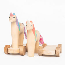 Izvetvey Wooden Toys Handmade Magnetic Unicorn Push Toy (Violet)
