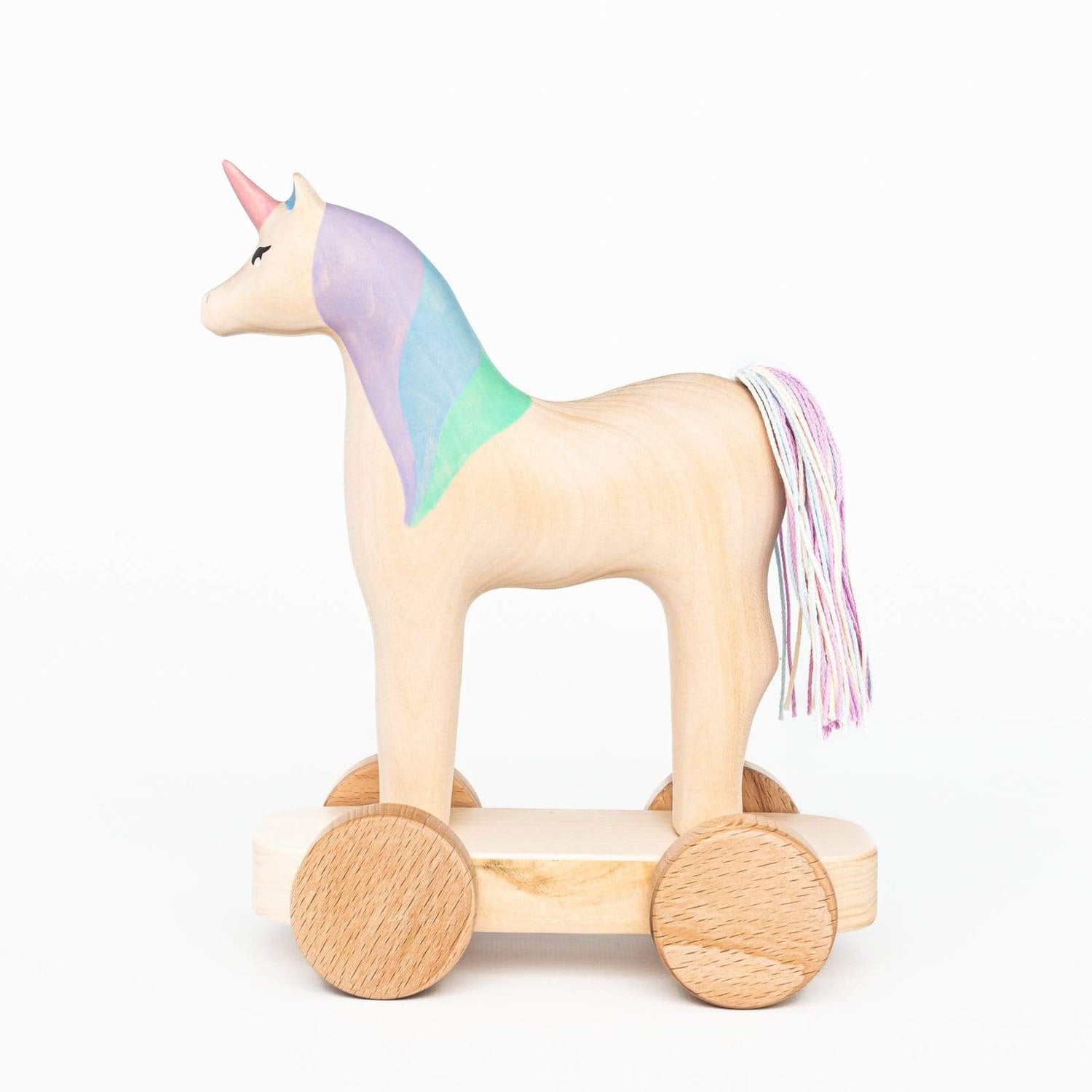 Izvetvey Wooden Toys Handmade Magnetic Unicorn Push Toy (Violet)