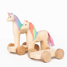 Izvetvey Wooden Toys Handmade Magnetic Unicorn Push Toy (Violet)