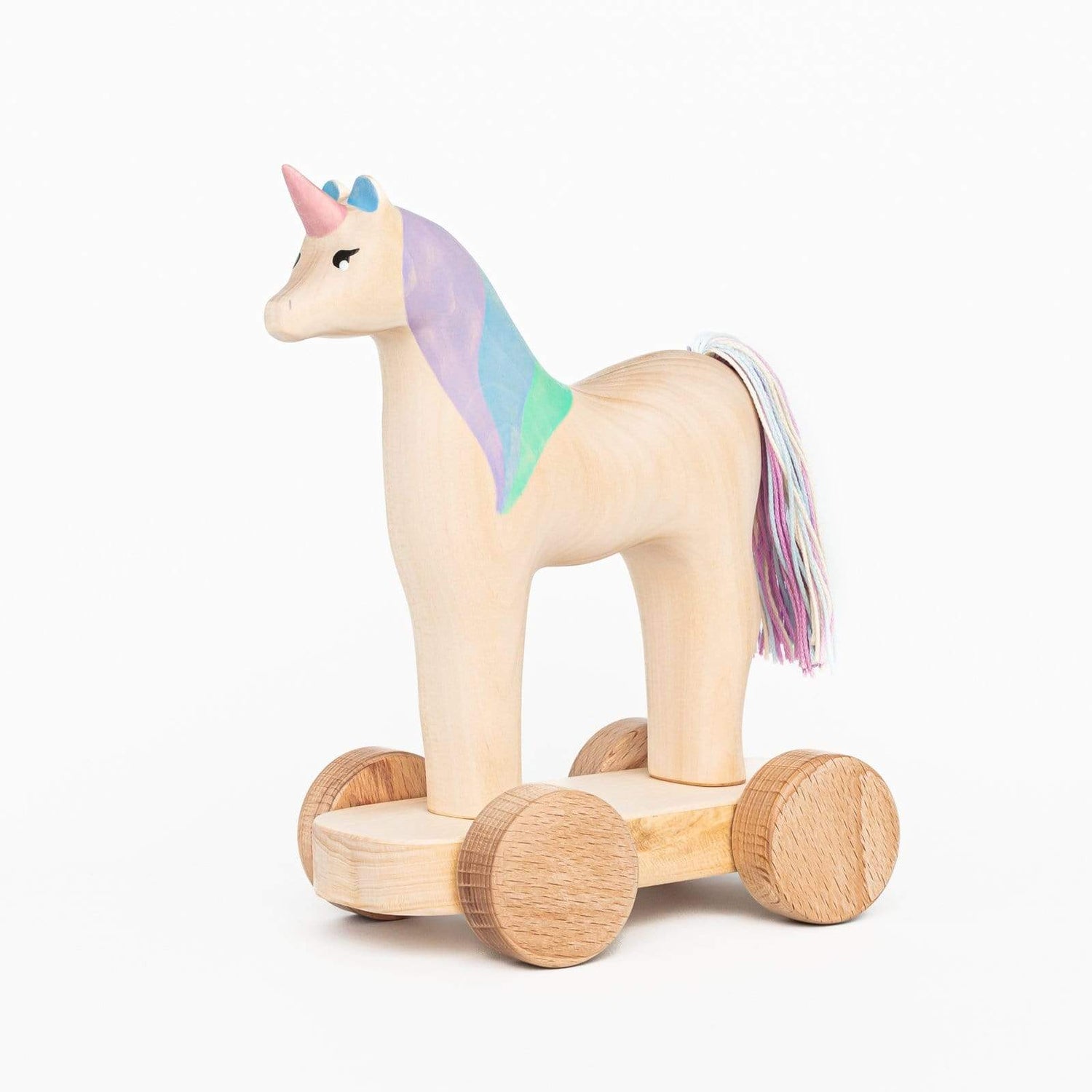 Izvetvey Wooden Toys Handmade Magnetic Unicorn Push Toy (Violet)