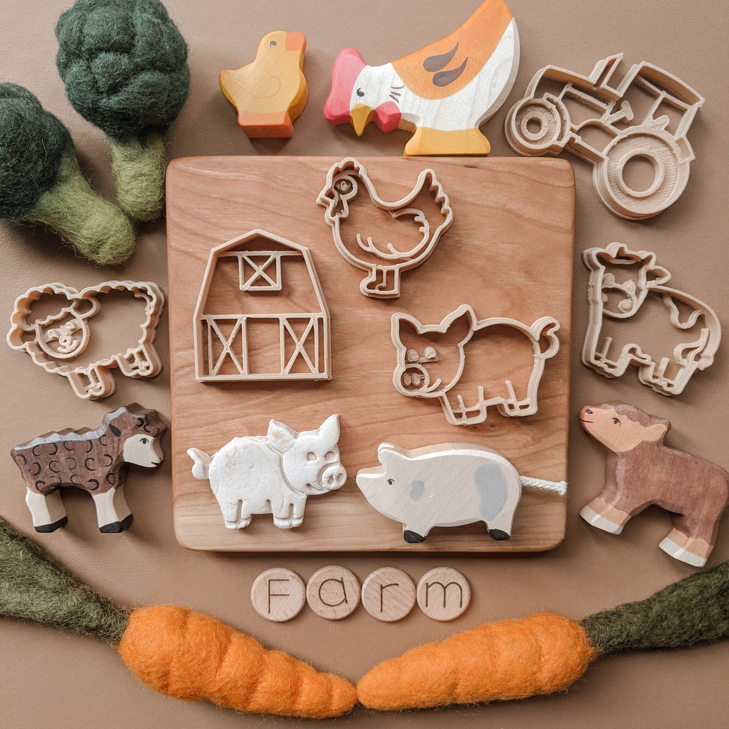 Kinfolk Pantry Sensory Play Mini Farm Animal Set (Biodegradable Play Dough Cutters)
