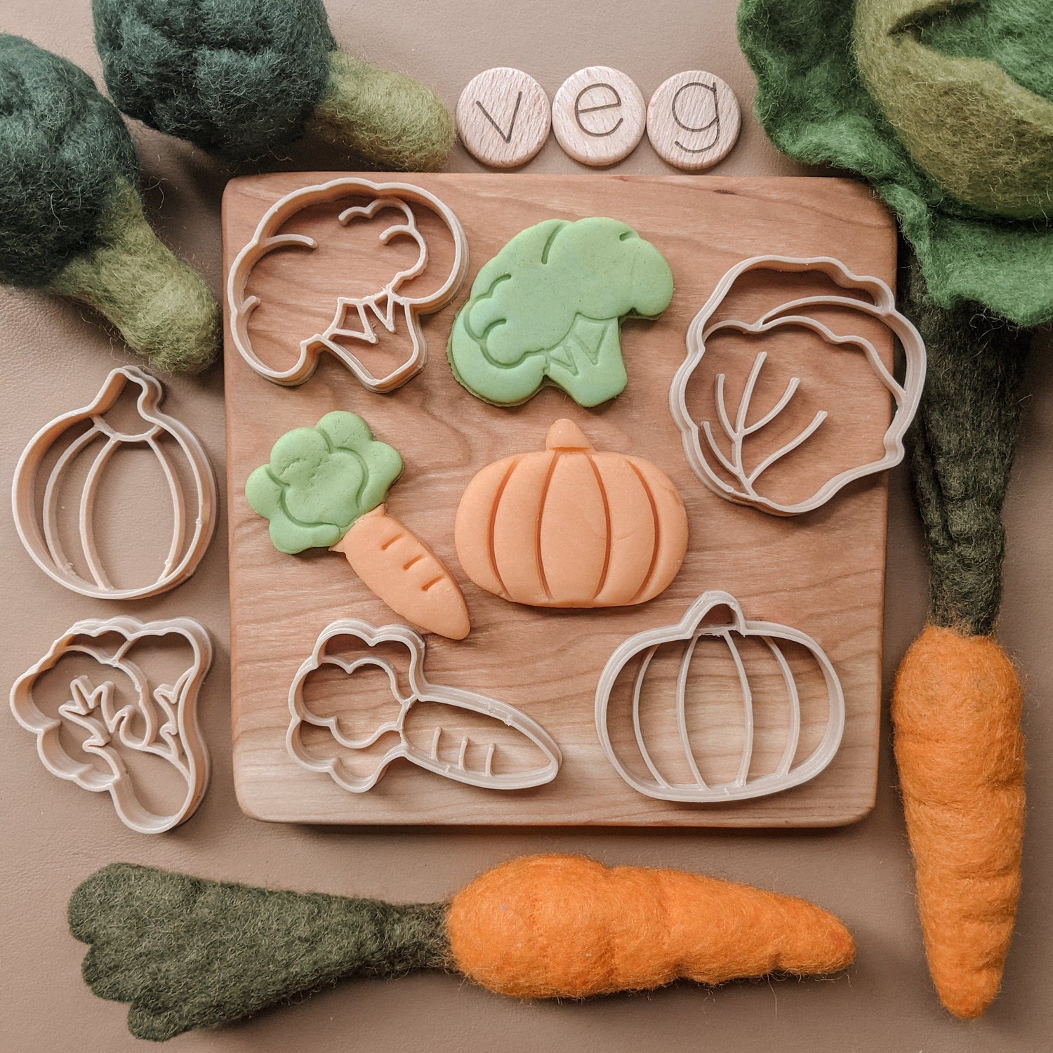 Kinfolk Pantry Sensory Play Mini Vegetable Set (Biodegradable Play Dough Cutters)