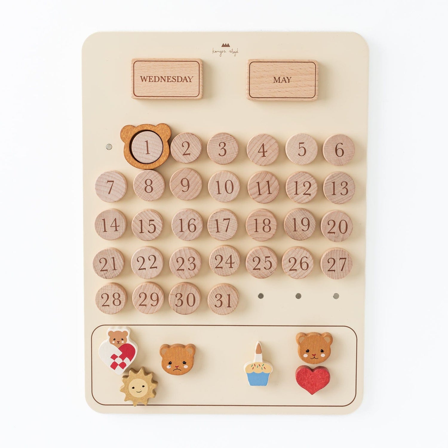 Konges Slojd Pretend Play Wooden Magnetic Calendar Wooden Weather Station | Wooden Weather Board