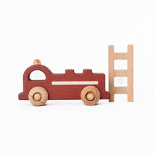 Konges Slojd Pretend Play Wooden Rolling Fire Truck Wooden Toy Fire Truck | Wooden Toy Fire Truck Set