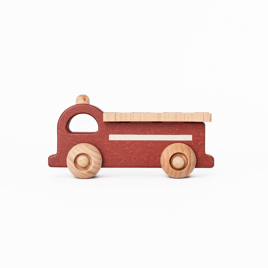 Konges Slojd Pretend Play Wooden Rolling Fire Truck Wooden Toy Fire Truck | Wooden Toy Fire Truck Set