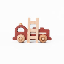 Konges Slojd Pretend Play Wooden Rolling Fire Truck Wooden Toy Fire Truck | Wooden Toy Fire Truck Set