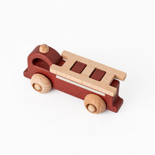Konges Slojd Pretend Play Wooden Rolling Fire Truck Wooden Toy Fire Truck | Wooden Toy Fire Truck Set