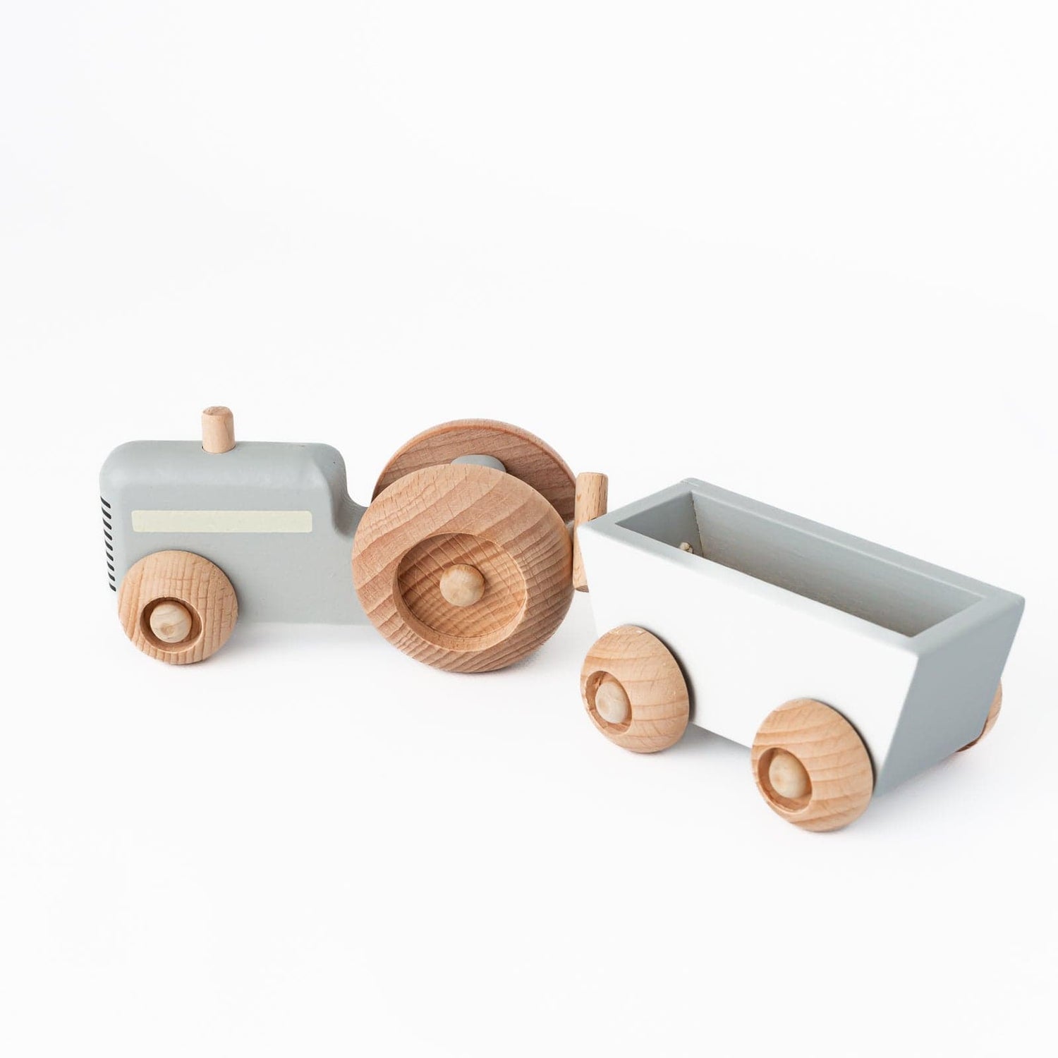 Konges Slojd Pretend Play Wooden Rolling Toy Tractor Wooden Tool Box Set | Wooden Tool Box Kit