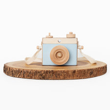 Little Rose & Co. Pretend Play Handmade Wooden Toy Camera (Blue)