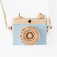 Little Rose & Co. Pretend Play Handmade Wooden Toy Camera (Blue)