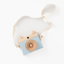 Little Rose & Co. Pretend Play Handmade Wooden Toy Camera (Blue)
