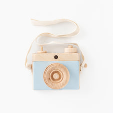 Little Rose & Co. Pretend Play Handmade Wooden Toy Camera (Blue)