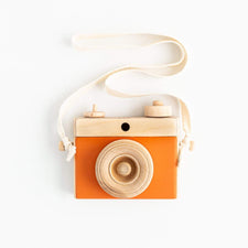 Little Rose & Co. Pretend Play Handmade Wooden Toy Camera (Burnt Orange)