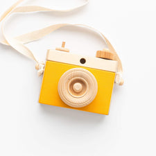 Little Rose & Co. Pretend Play Handmade Wooden Toy Camera (Mustard)