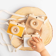 Little Rose & Co. Pretend Play Handmade Wooden Toy Camera (Mustard)