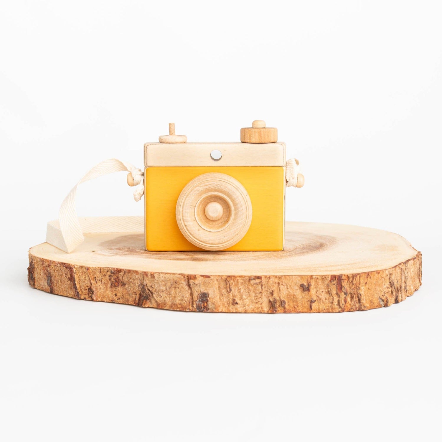 Little Rose & Co. Pretend Play Handmade Wooden Toy Camera (Mustard)