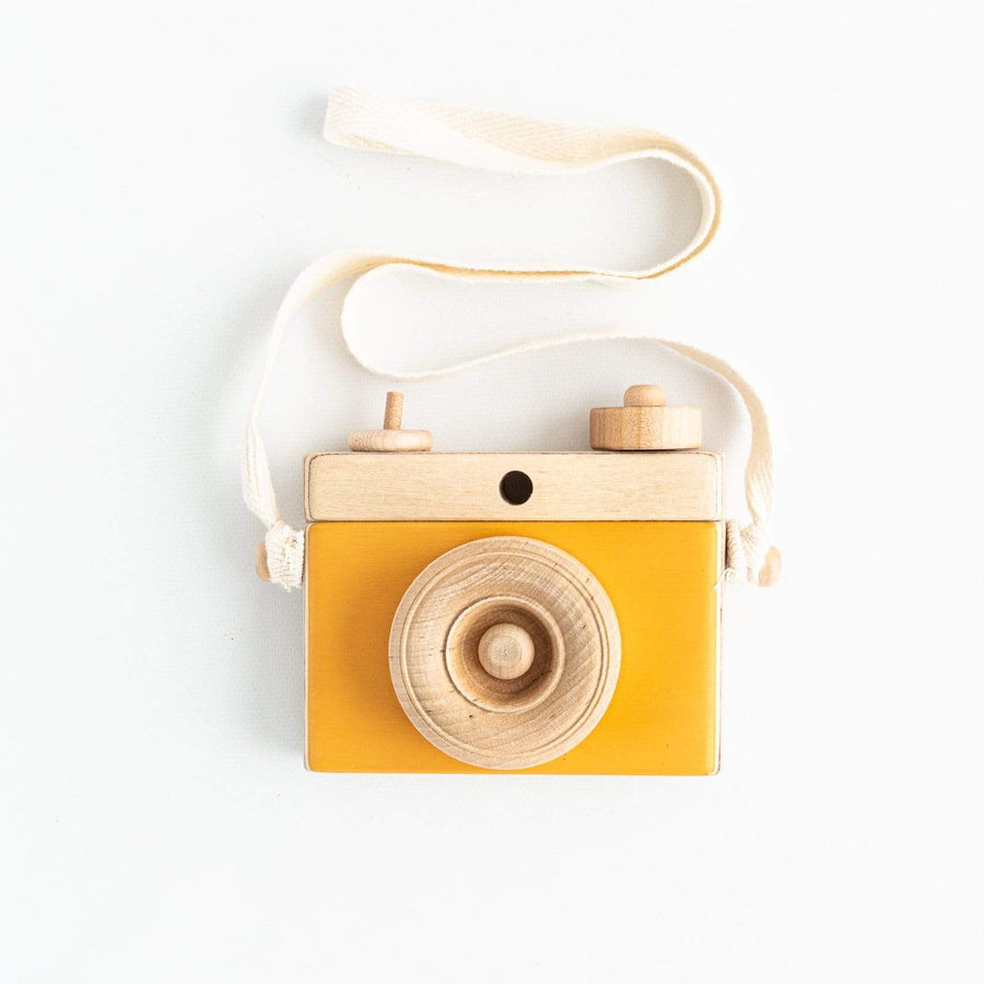Little Rose & Co. Pretend Play Handmade Wooden Toy Camera (Mustard)