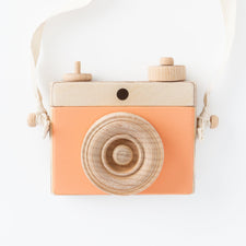 Little Rose & Co. Pretend Play Handmade Wooden Toy Camera (Peach)