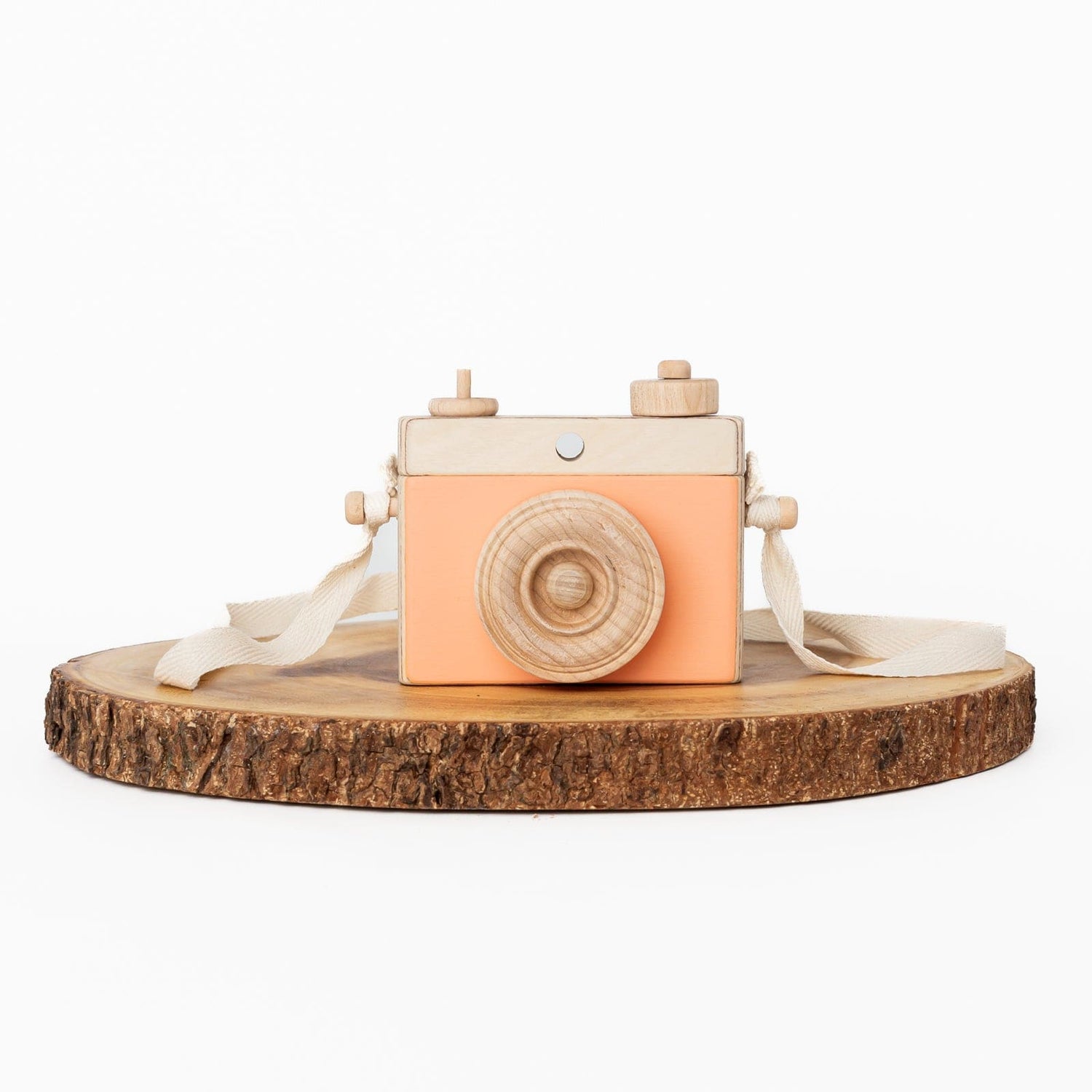 Little Rose & Co. Pretend Play Handmade Wooden Toy Camera (Peach)