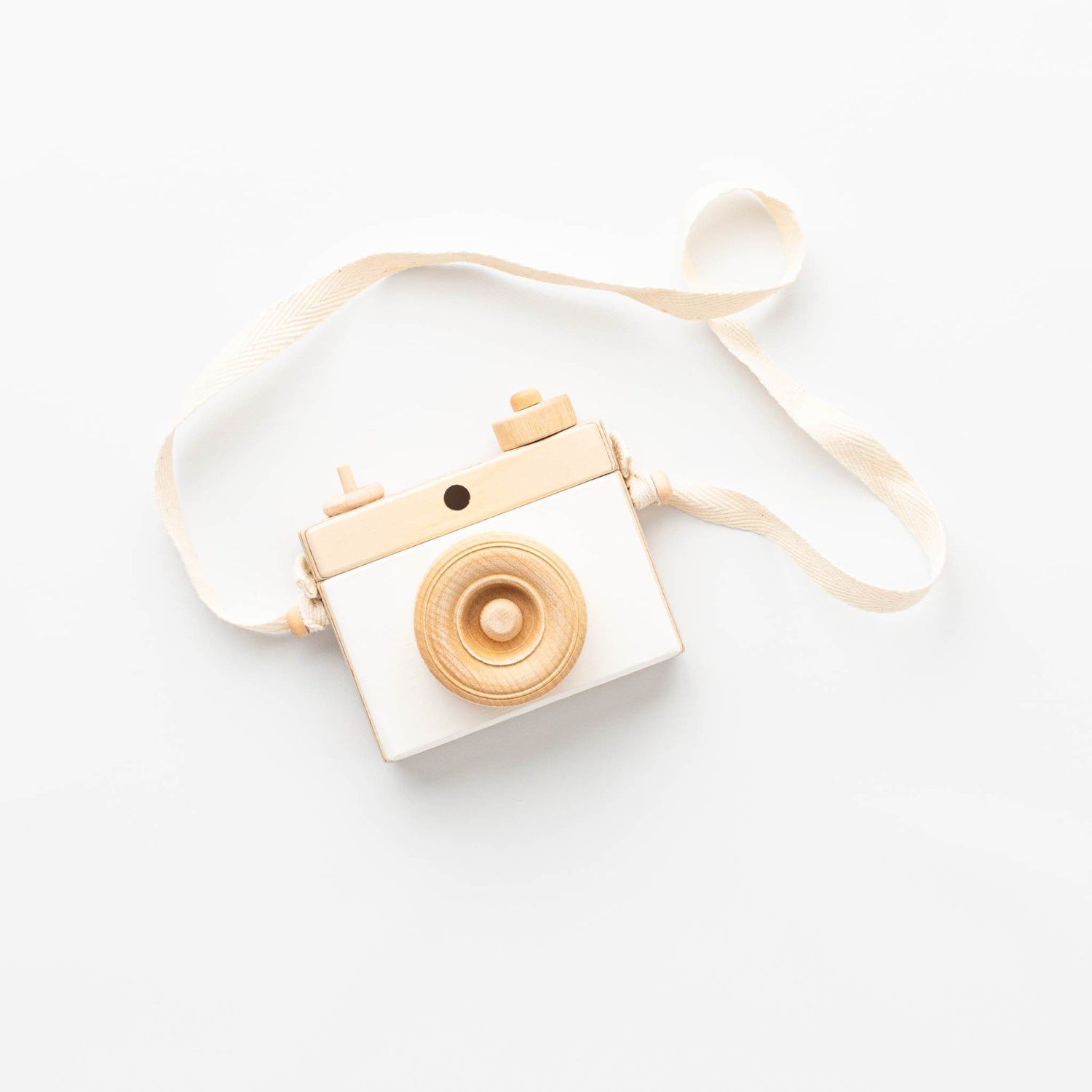 Little Rose & Co. Pretend Play White Handmade Wooden Toy Camera