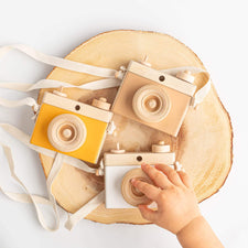 Little Rose & Co. Pretend Play Handmade Wooden Toy Camera (Tan)