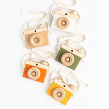 Little Rose & Co. Pretend Play White Handmade Wooden Toy Camera (White)