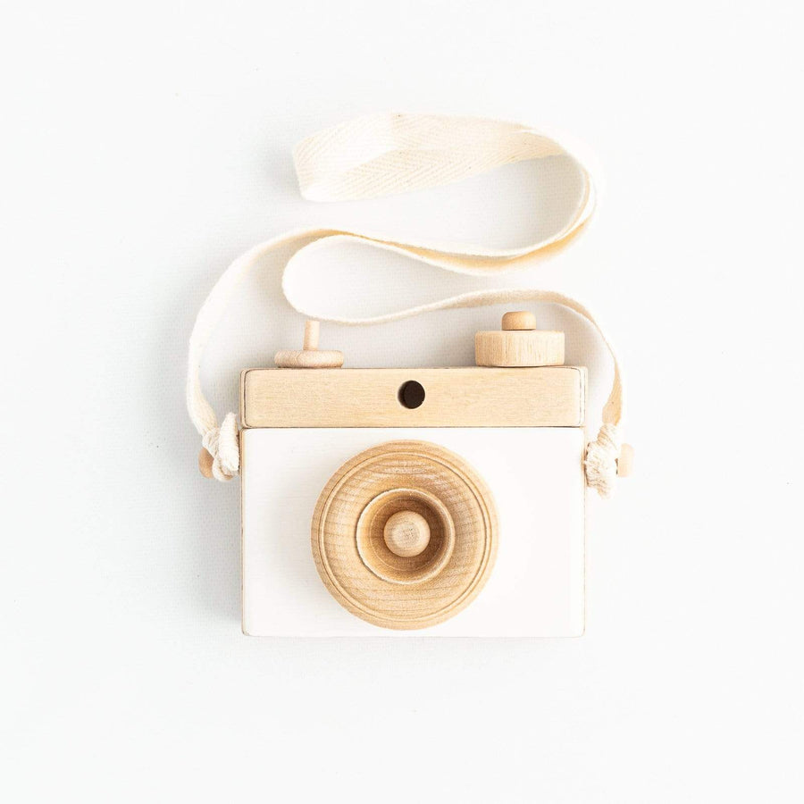 Little Rose & Co. Pretend Play White Handmade Wooden Toy Camera (White)