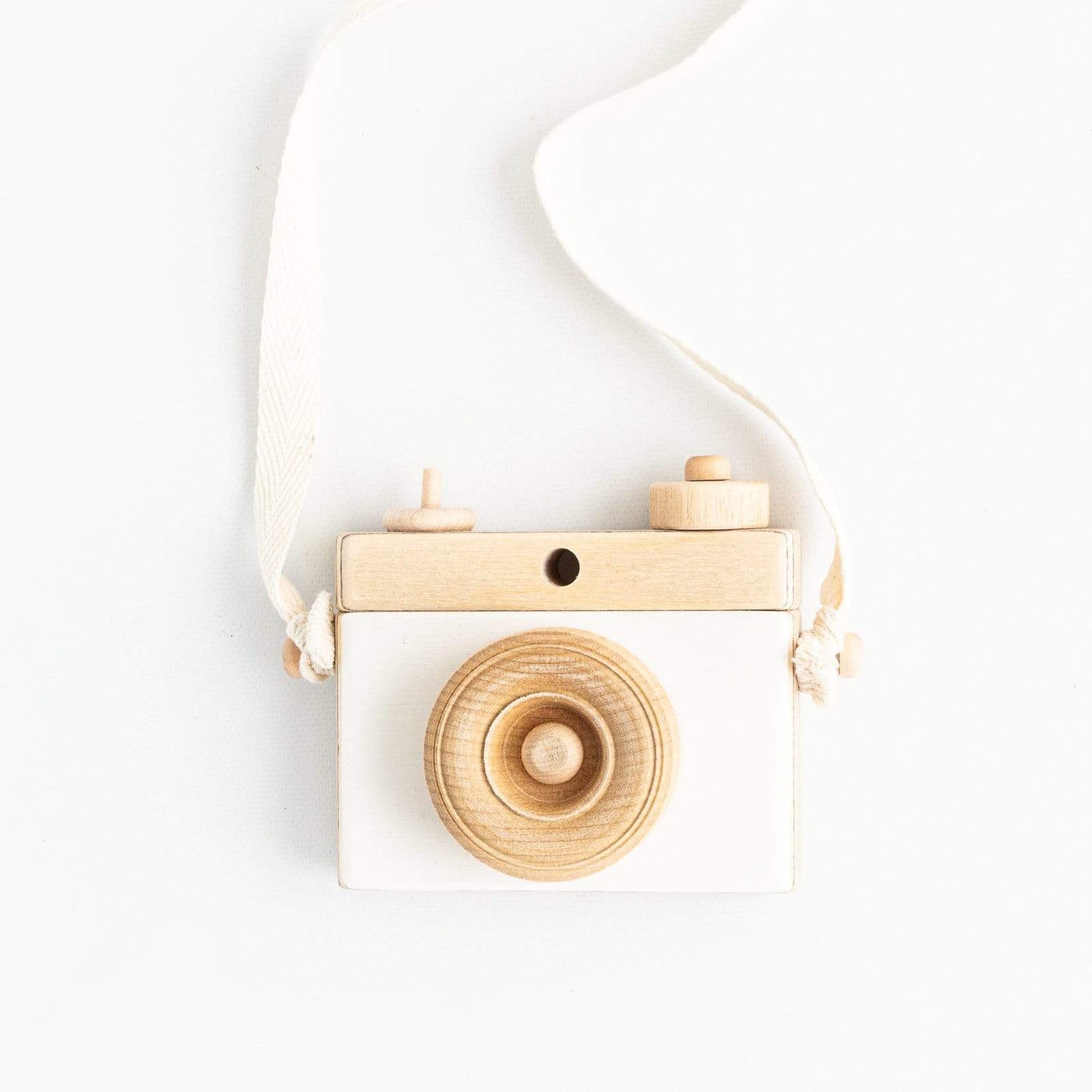 Little Rose & Co. Pretend Play White Handmade Wooden Toy Camera (White)