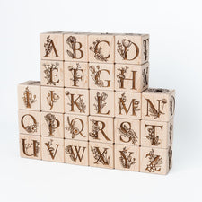Maker Mind Toys Building & Stacking Floral Alphabet Blocks (Set of 26)
