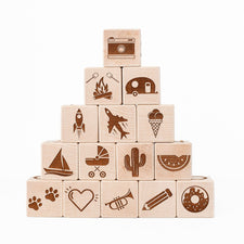 Maker Mind Toys Building & Stacking Handmade, Canadian Minimal Alphabet Blocks (Set of 15)