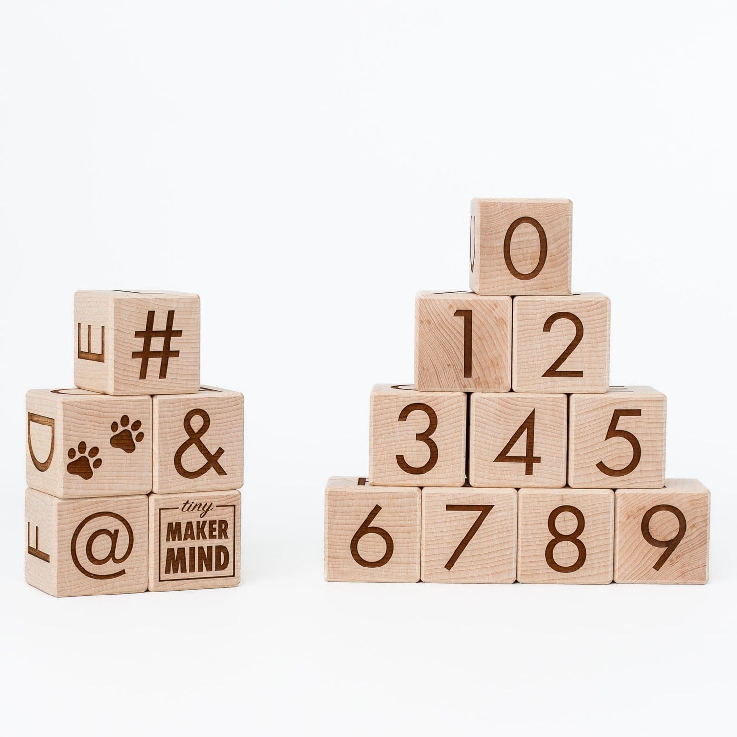 Maker Mind Toys Building & Stacking Handmade, Canadian Minimal Alphabet Blocks (Set of 15)