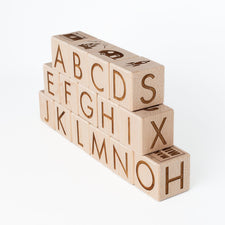 Maker Mind Toys Building & Stacking Handmade, Canadian Minimal Alphabet Blocks (Set of 15)