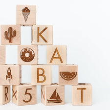 Maker Mind Toys Building & Stacking Minimal Alphabet Blocks (Set of 15) - Handmade in Canada