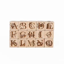 Maker Mind Toys Building & Stacking Nature Collection Alphabet Blocks (Set of 15) - Handmade in Canada