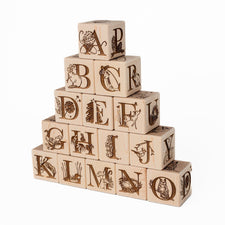 Maker Mind Toys Building & Stacking Nature Collection Alphabet Blocks (Set of 15) - Handmade in Canada