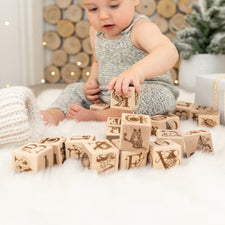 Maker Mind Toys Building & Stacking Nature Collection Alphabet Blocks (Set of 15) - Handmade in Canada