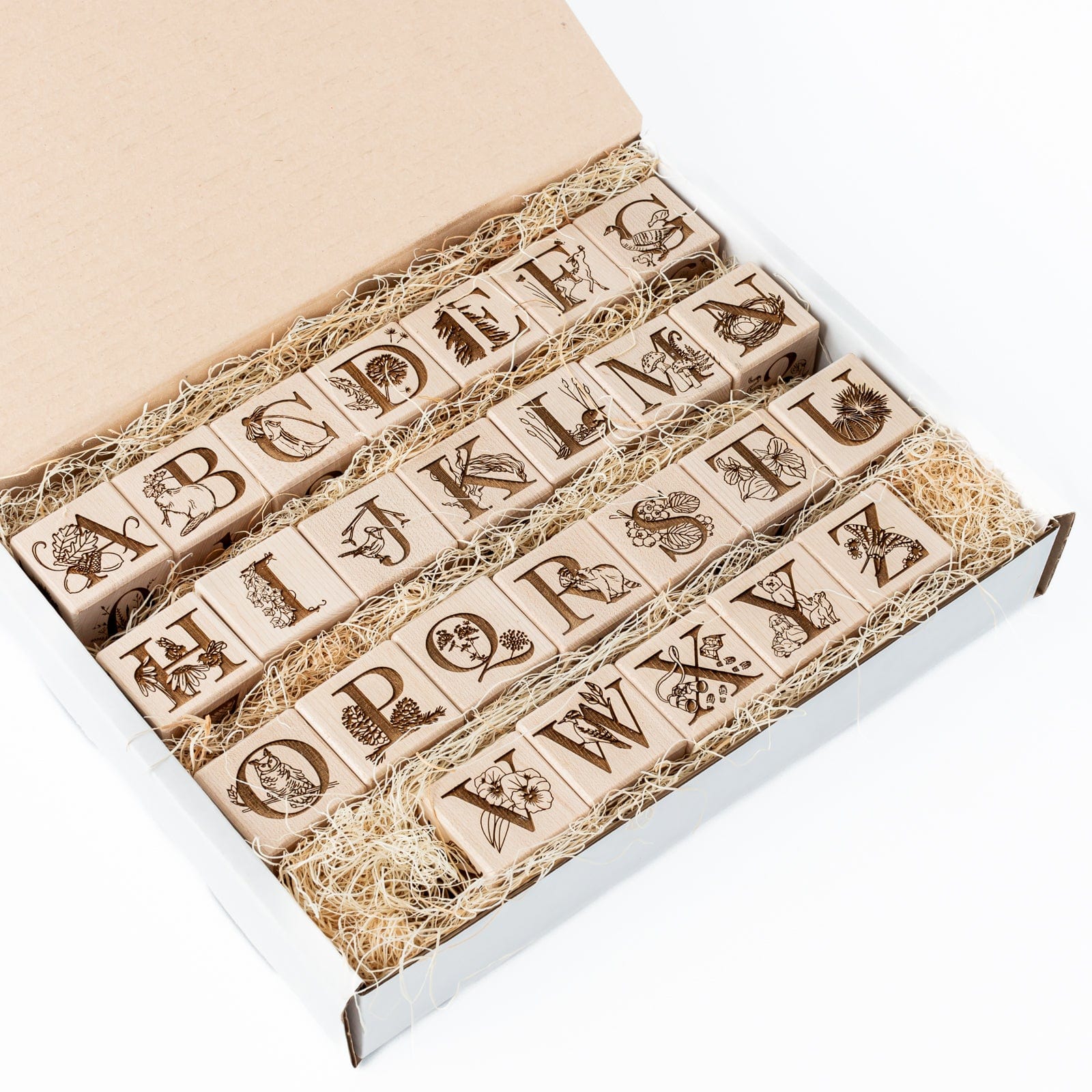 Nature Collection Alphabet Blocks (Set of 26) - Handmade in Canada