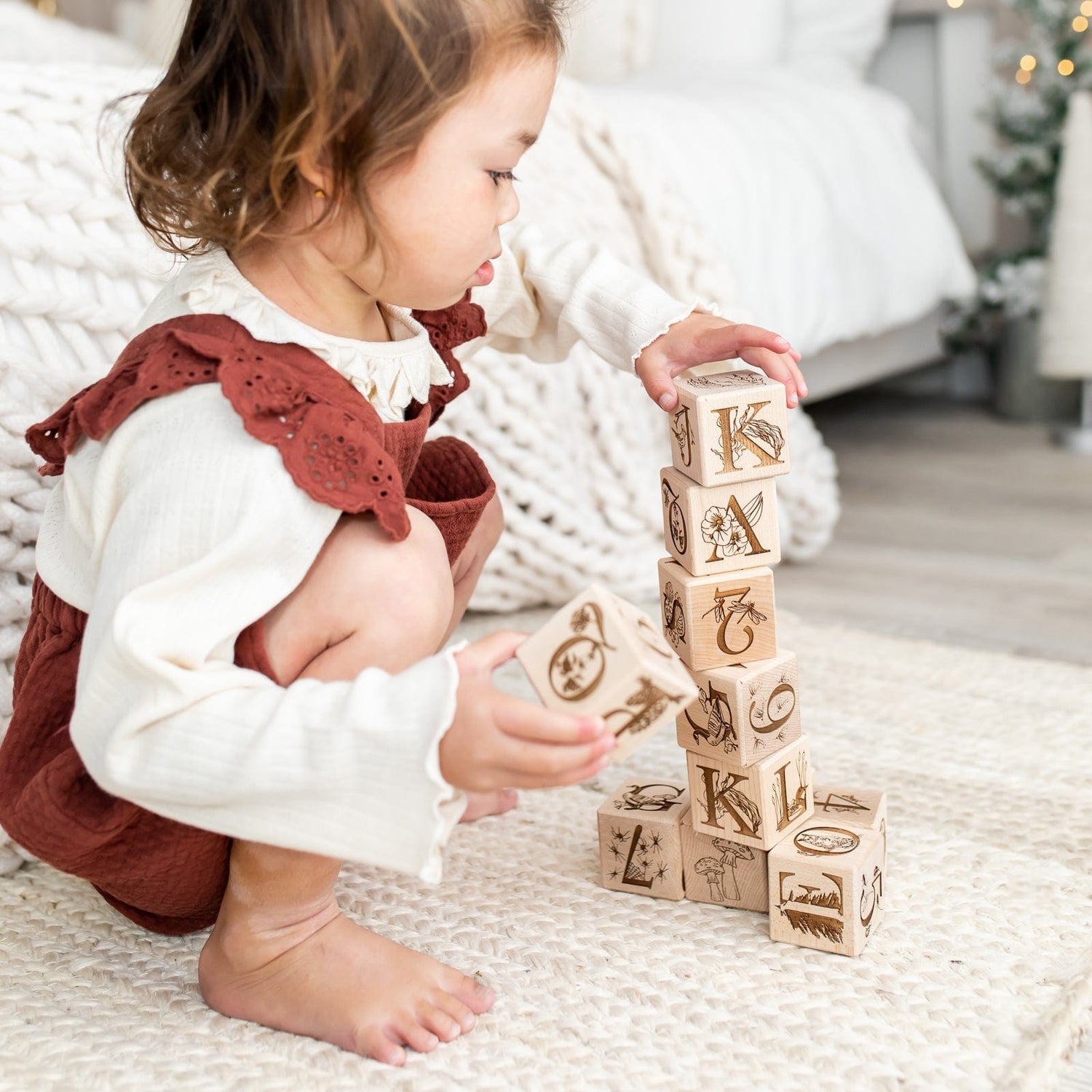 Maker Mind Toys Building & Stacking Nature Collection Alphabet Blocks (Set of 26) - Handmade in Canada