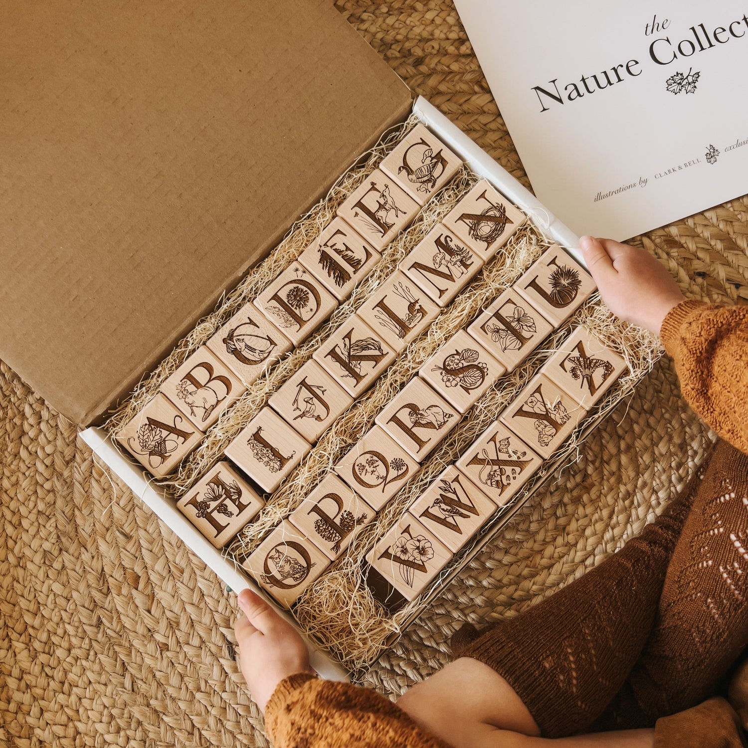 Maker Mind Toys Building & Stacking Nature Collection Alphabet Blocks (Set of 26) - Handmade in Canada