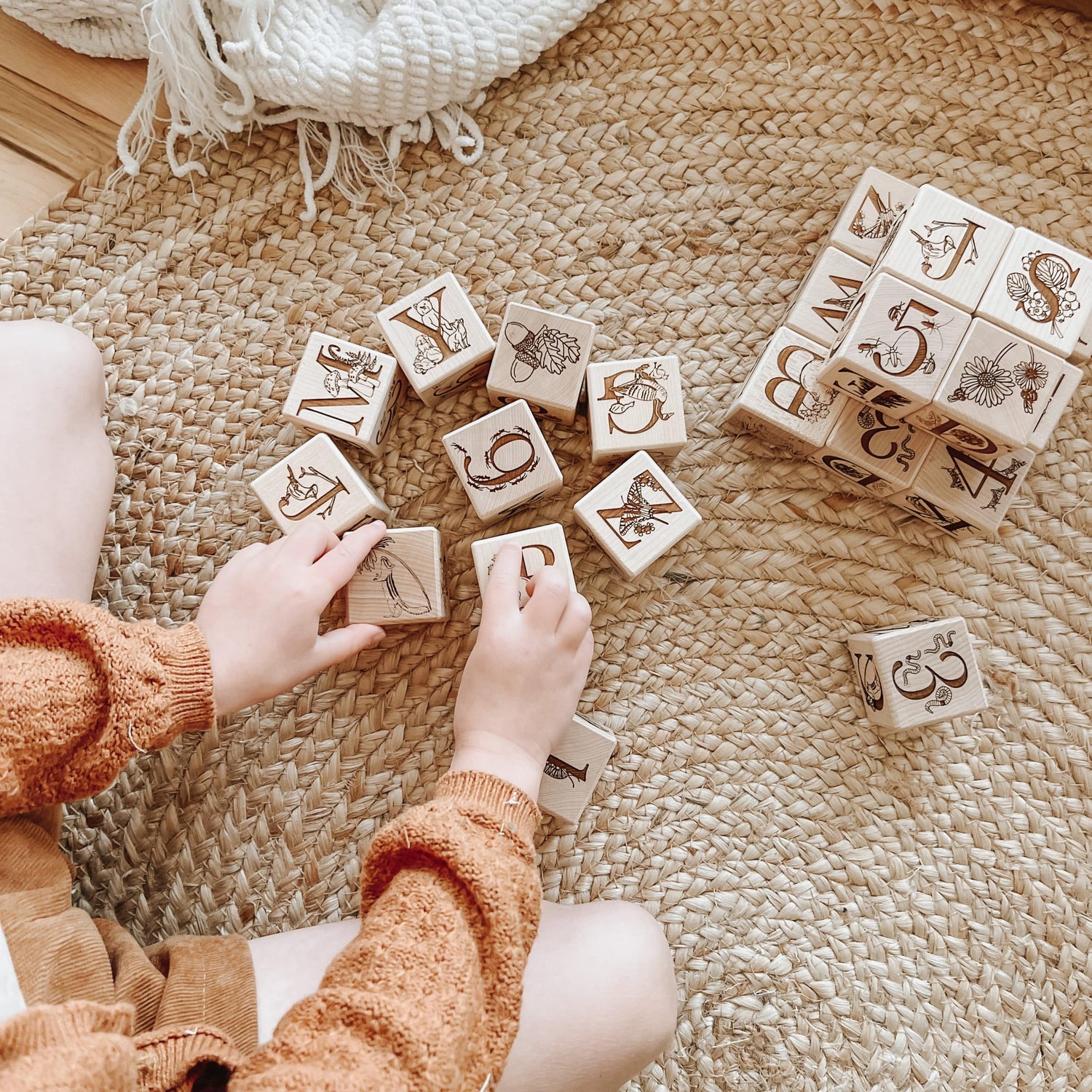 Maker Mind Toys Building & Stacking Nature Collection Alphabet Blocks (Set of 26) - Handmade in Canada