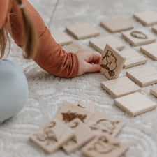 Maker Mind Toys Building & Stacking Wooden Nature-Themed Matching Memory Game (24 Tiles) - Handmade in Canada