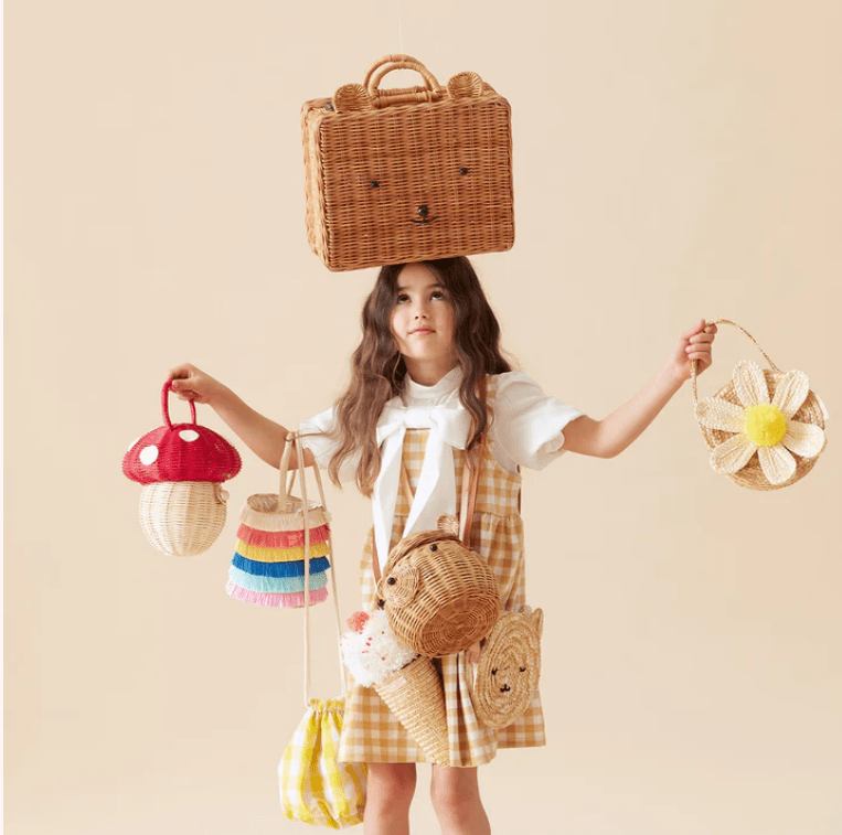 Meri Meri Dress Up Play & Accessories Woven Rattan Bear Bag
