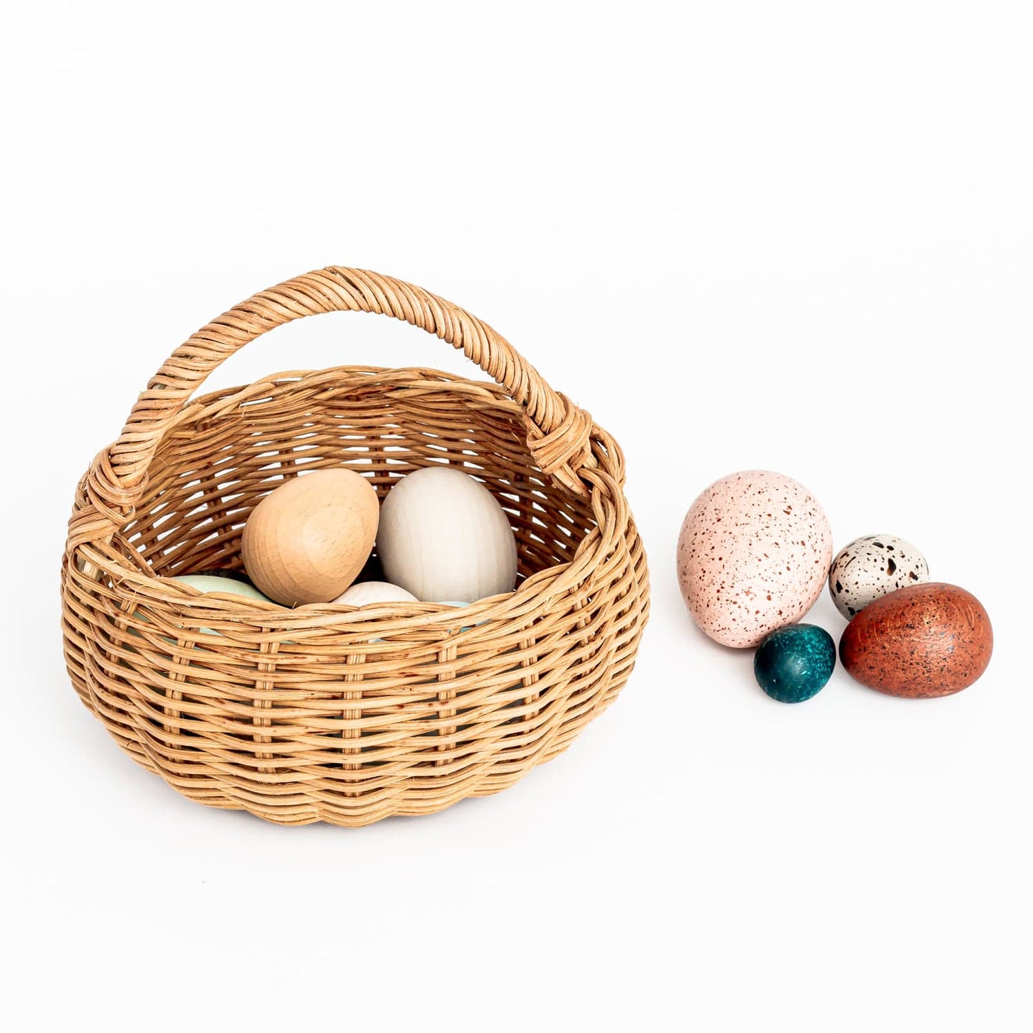 Moon Picnic Pretend Play Wooden Birds Eggs with Basket