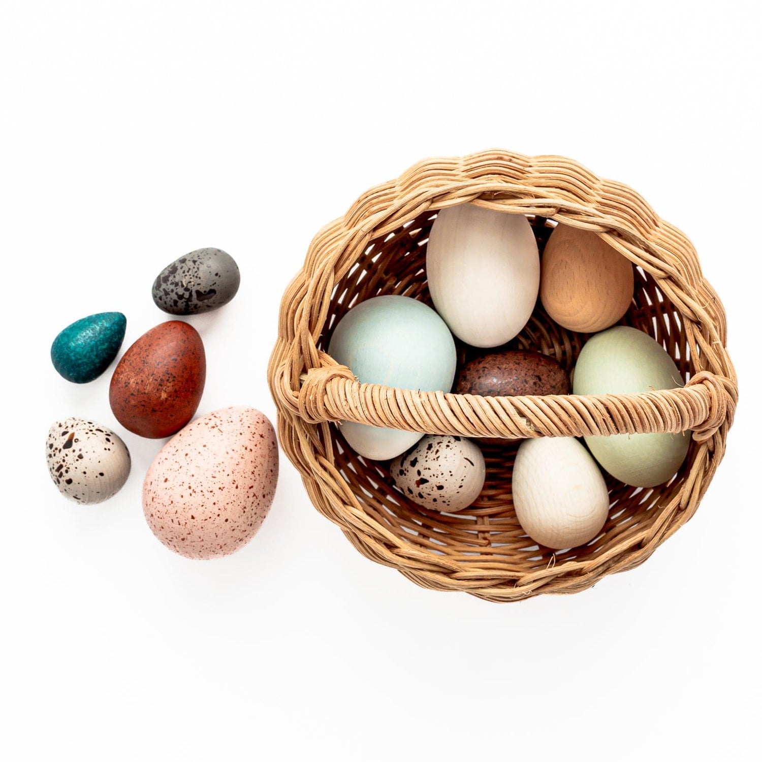 Moon Picnic Pretend Play Wooden Birds Eggs with Basket