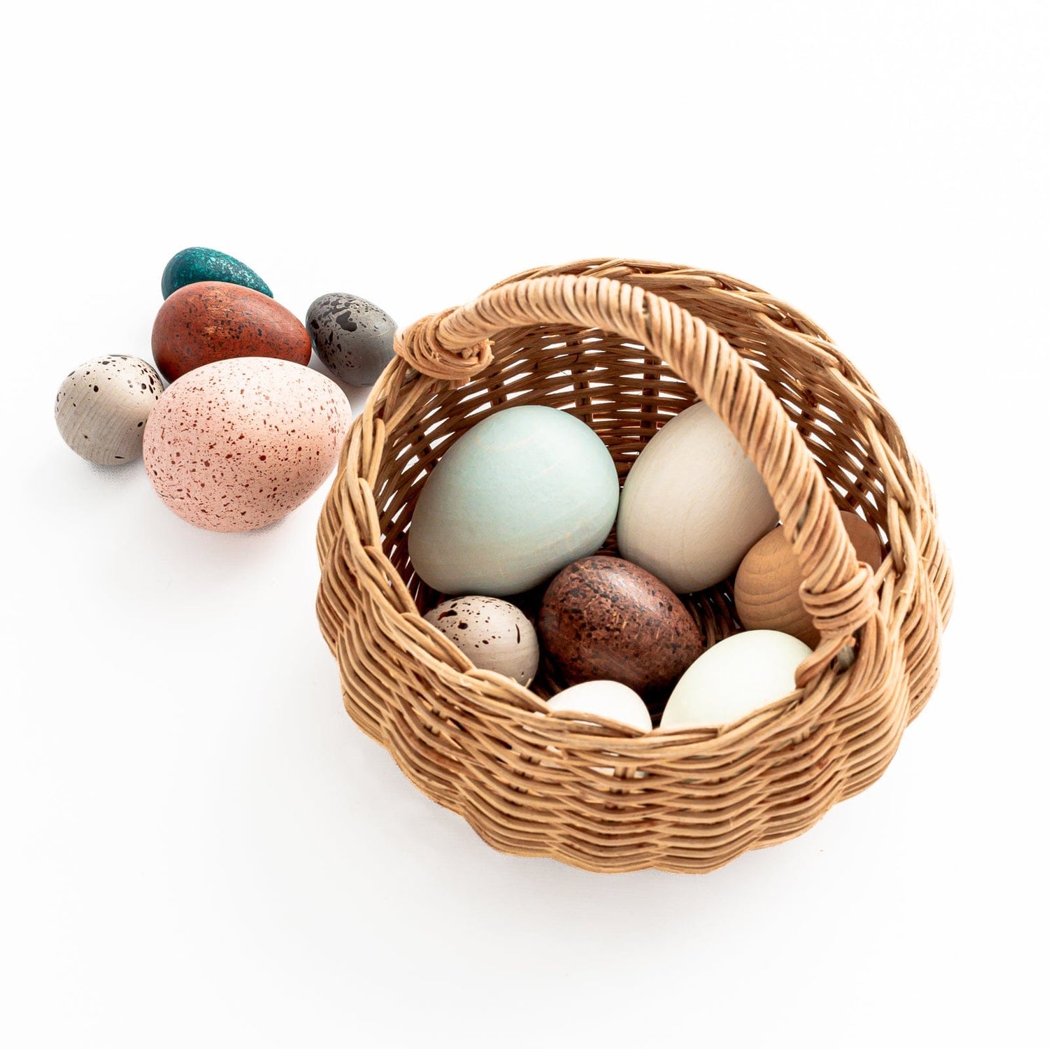 Moon Picnic Pretend Play Wooden Birds Eggs with Basket