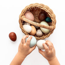 Moon Picnic Pretend Play Wooden Birds Eggs with Basket