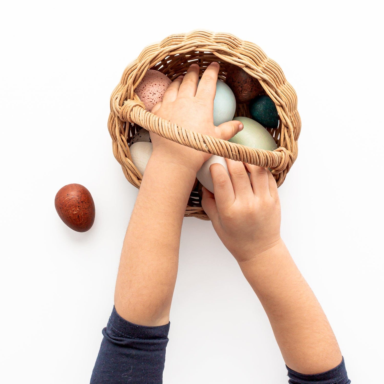 Moon Picnic Pretend Play Wooden Birds Eggs with Basket