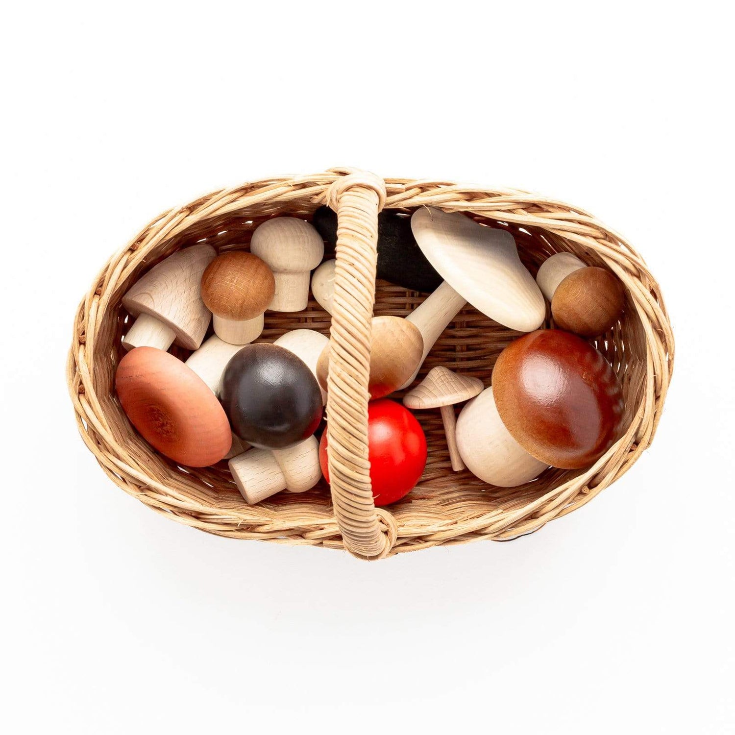 Moon Picnic Pretend Play Wooden Forest Mushrooms with Basket