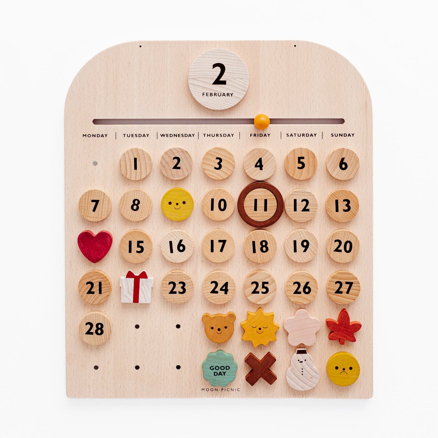 Moon Picnic Educational Wooden Magnetic Calendar