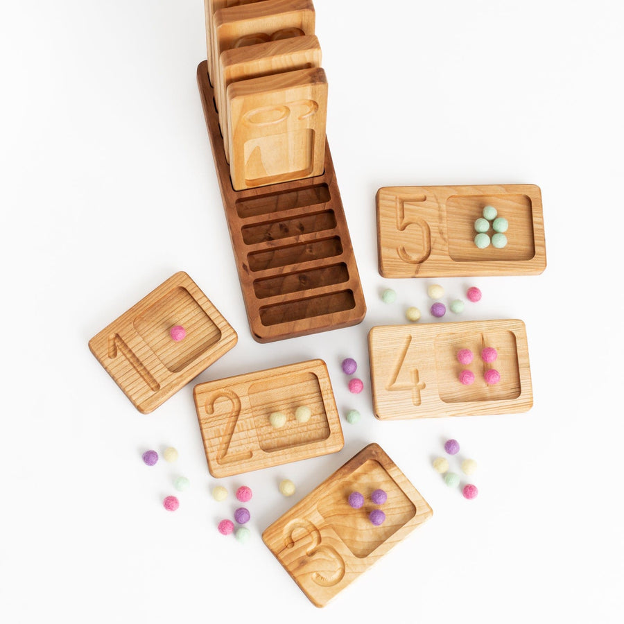 Oyuncak House Puzzle Montessori Wooden Counting Trays